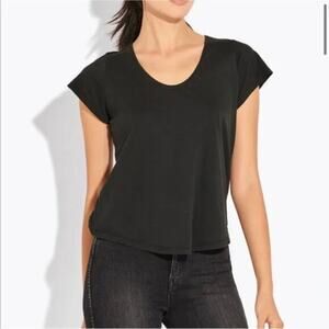 AYR black scoop neck basic supercool cap sleeve boxy Tee